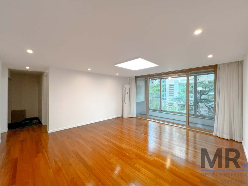 Spacious, bright, modern living area.