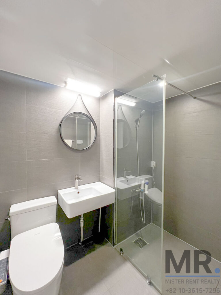 Modern bathroom with glass shower