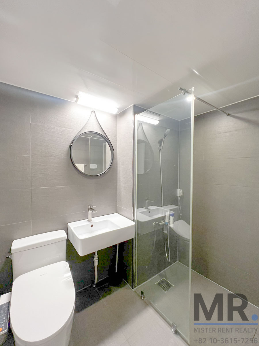 Modern bathroom with glass shower